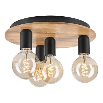 Φωτιστικό οροφής DUSTY 4xE27/15W/230V διάμετρος 34 cm δρυς/μαύρο