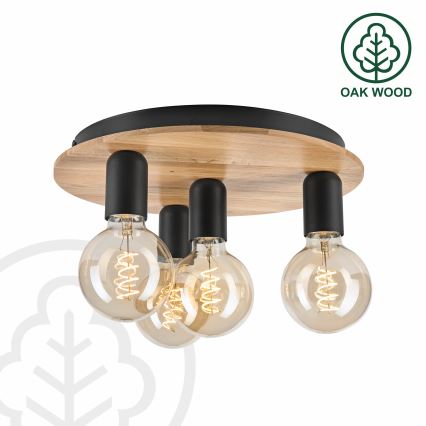 Φωτιστικό οροφής DUSTY 4xE27/15W/230V διάμετρος 34 cm δρυς/μαύρο