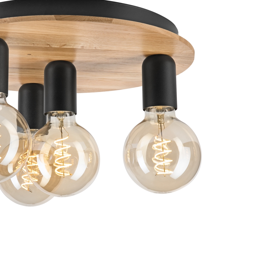 Φωτιστικό οροφής DUSTY 4xE27/15W/230V διάμετρος 34 cm δρυς/μαύρο