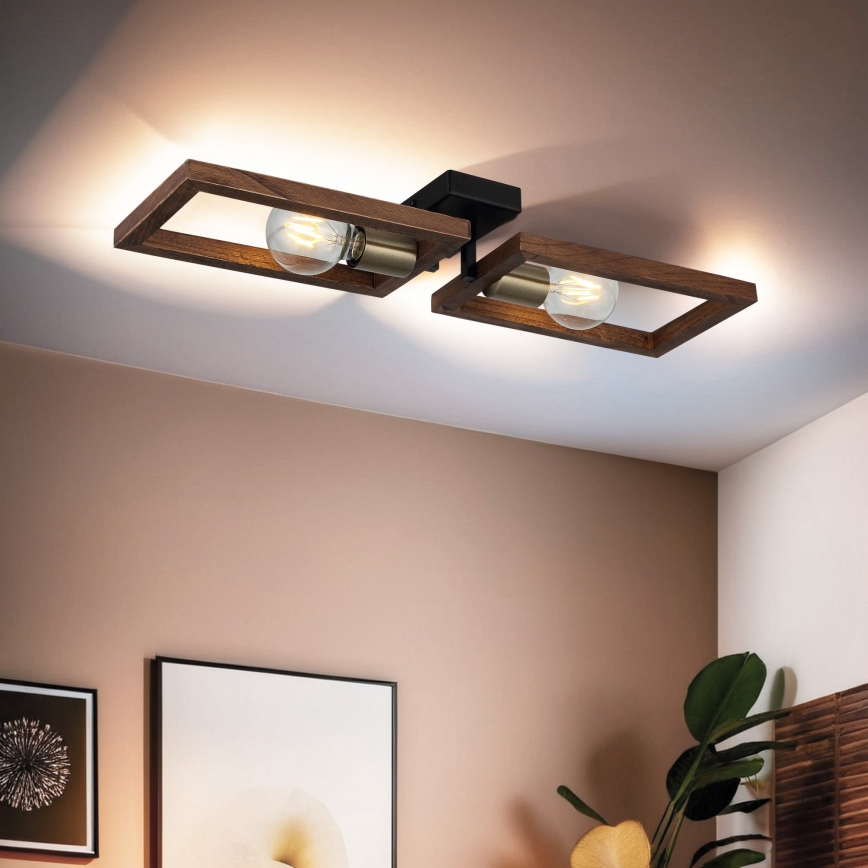 Φωτιστικό οροφής ERA 2xE27/40W/230V καφέ