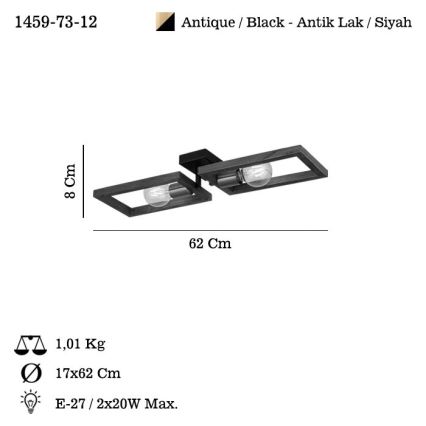 Φωτιστικό οροφής ERA 2xE27/40W/230V καφέ