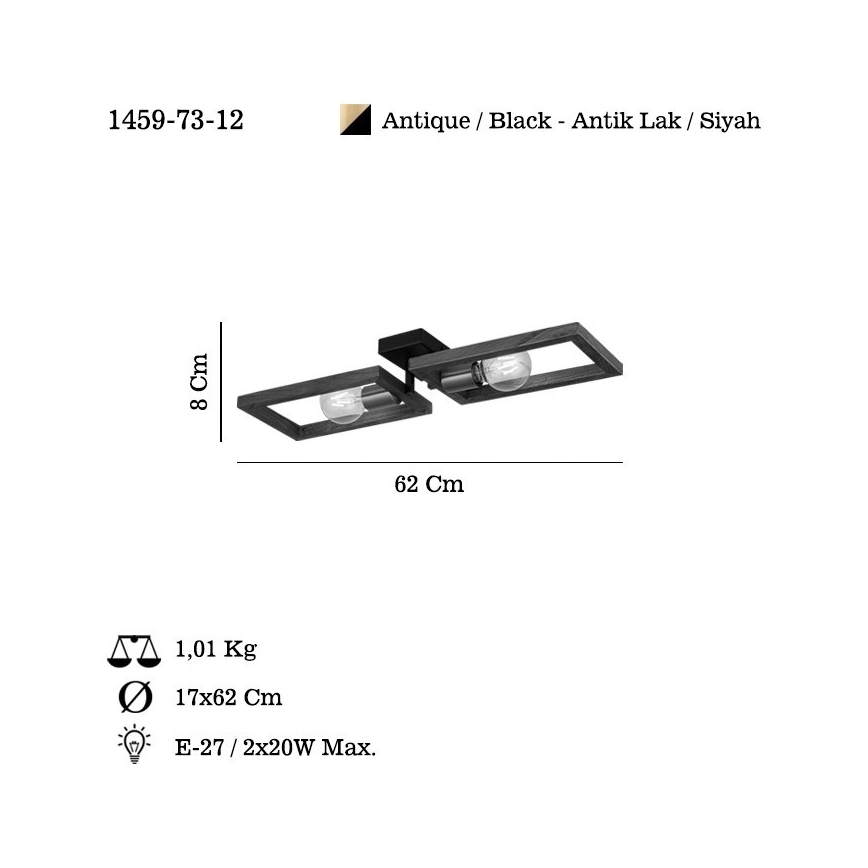 Φωτιστικό οροφής ERA 2xE27/40W/230V καφέ