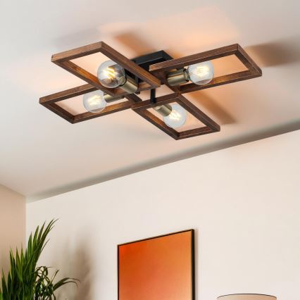 Φωτιστικό οροφής ERA 4xE27/40W/230V καφέ