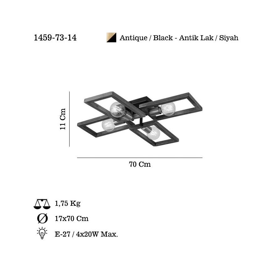 Φωτιστικό οροφής ERA 4xE27/40W/230V καφέ