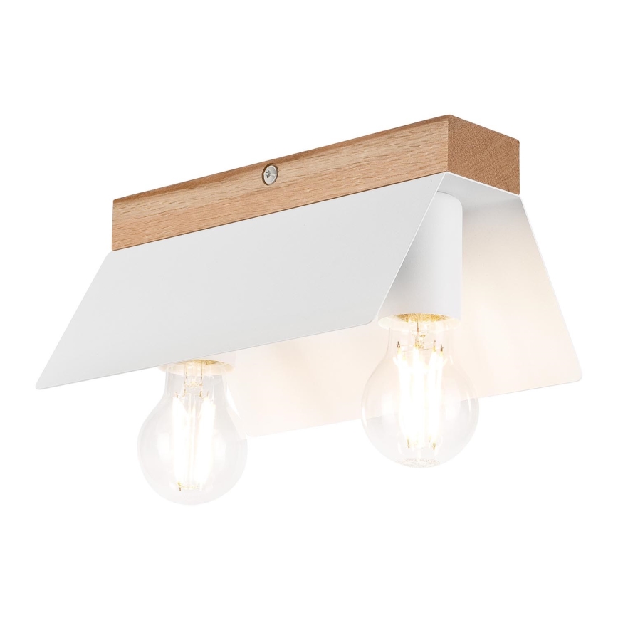 Φωτιστικό οροφής ESME 2xE27/15W/230V λευκό/δρυς