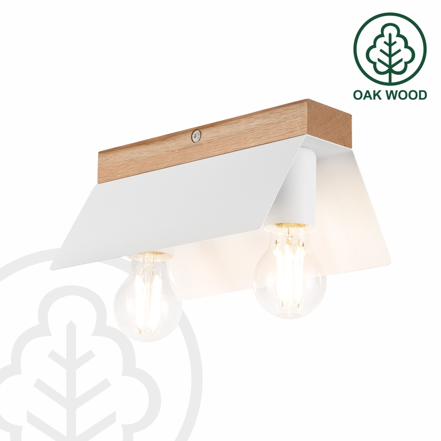 Φωτιστικό οροφής ESME 2xE27/15W/230V λευκό/δρυς