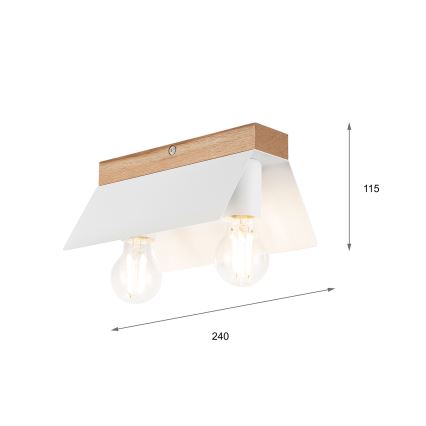 Φωτιστικό οροφής ESME 2xE27/15W/230V λευκό/δρυς