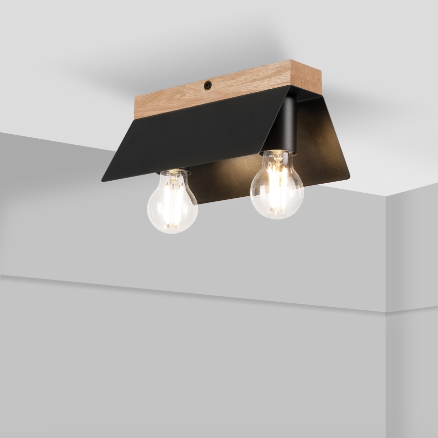 Φωτιστικό οροφής ESME 2xE27/15W/230V μαύρο/δρυς