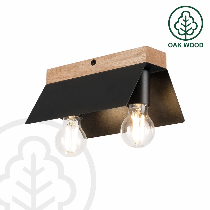 Φωτιστικό οροφής ESME 2xE27/15W/230V μαύρο/δρυς