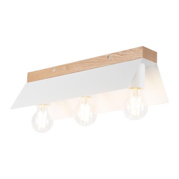 Φωτιστικό οροφής ESME 3xE27/15W/230V λευκό/δρυς