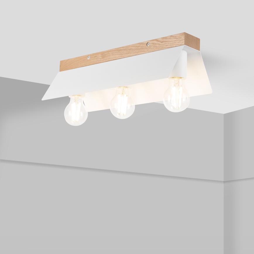 Φωτιστικό οροφής ESME 3xE27/15W/230V λευκό/δρυς