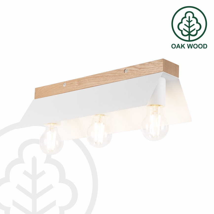 Φωτιστικό οροφής ESME 3xE27/15W/230V λευκό/δρυς