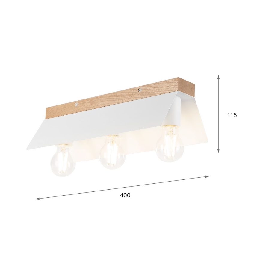 Φωτιστικό οροφής ESME 3xE27/15W/230V λευκό/δρυς