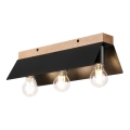 Φωτιστικό οροφής ESME 3xE27/15W/230V μαύρο/δρυς