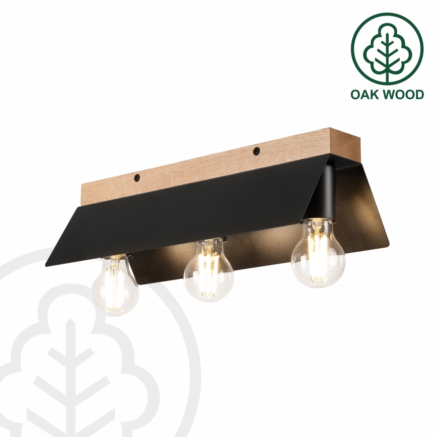 Φωτιστικό οροφής ESME 3xE27/15W/230V μαύρο/δρυς