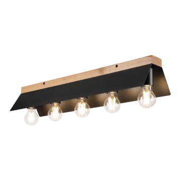 Φωτιστικό οροφής ESME 5xE27/15W/230V μαύρο/δρυς