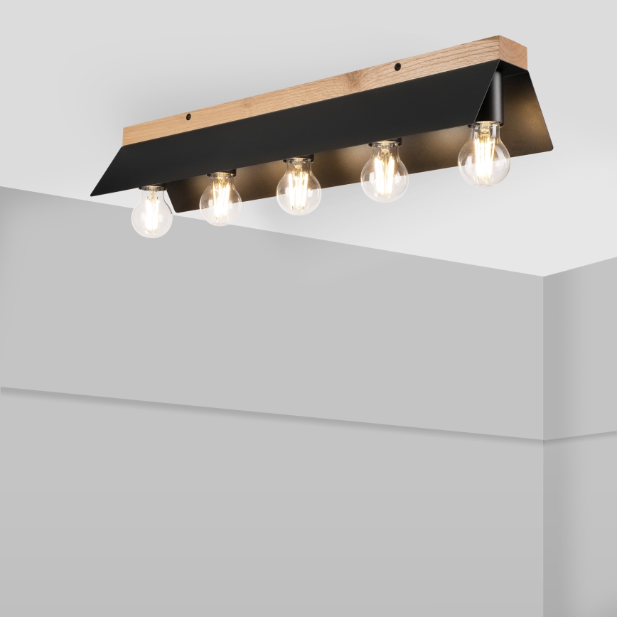 Φωτιστικό οροφής ESME 5xE27/15W/230V μαύρο/δρυς