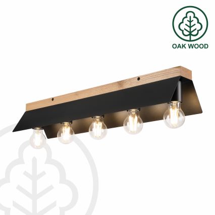 Φωτιστικό οροφής ESME 5xE27/15W/230V μαύρο/δρυς