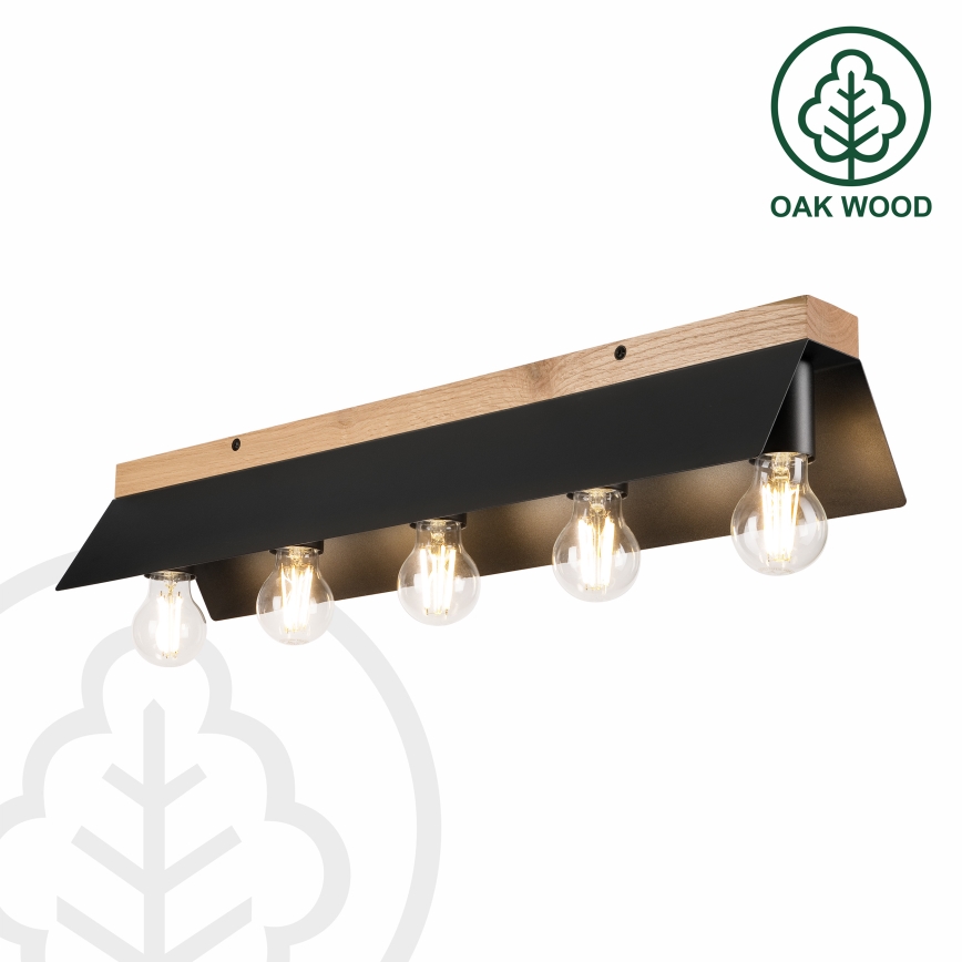 Φωτιστικό οροφής ESME 5xE27/15W/230V μαύρο/δρυς