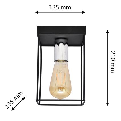 Φωτιστικό οροφής FINN 1xE27/15W/230V μαύρο/γυαλιστερό χρώμιο