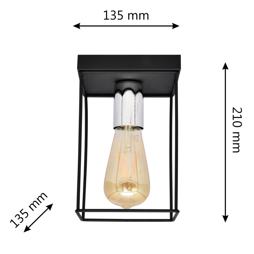 Φωτιστικό οροφής FINN 1xE27/15W/230V μαύρο/γυαλιστερό χρώμιο