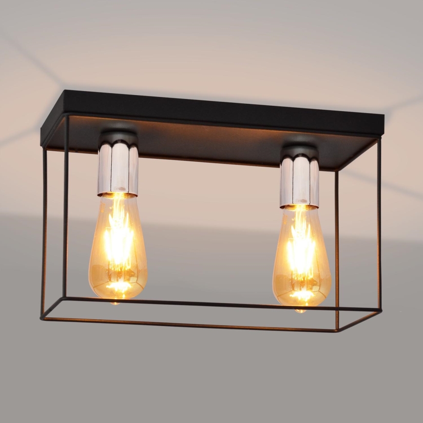 Φωτιστικό οροφής FINN 2xE27/15W/230V μαύρο/γυαλιστερό χρώμιο