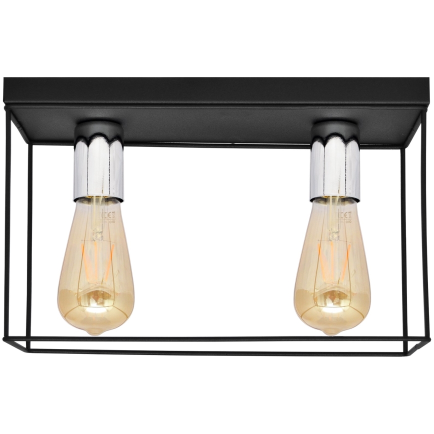 Φωτιστικό οροφής FINN 2xE27/15W/230V μαύρο/γυαλιστερό χρώμιο