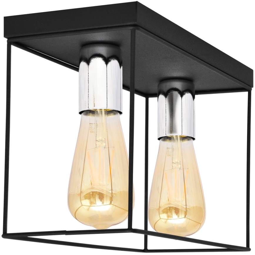 Φωτιστικό οροφής FINN 2xE27/15W/230V μαύρο/γυαλιστερό χρώμιο