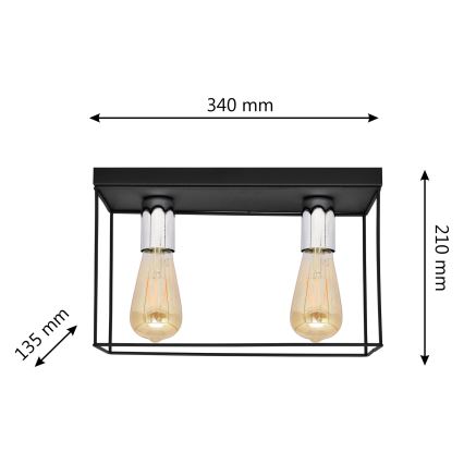 Φωτιστικό οροφής FINN 2xE27/15W/230V μαύρο/γυαλιστερό χρώμιο