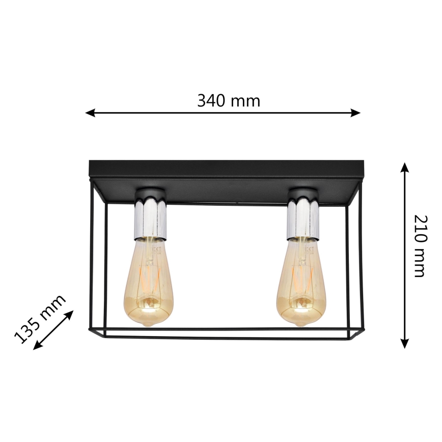 Φωτιστικό οροφής FINN 2xE27/15W/230V μαύρο/γυαλιστερό χρώμιο