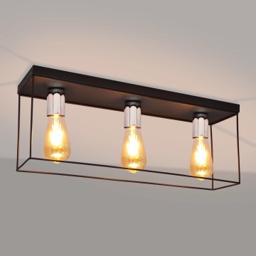 Φωτιστικό οροφής FINN 3xE27/15W/230V μαύρο/γυαλιστερό χρώμιο