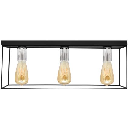 Φωτιστικό οροφής FINN 3xE27/15W/230V μαύρο/γυαλιστερό χρώμιο