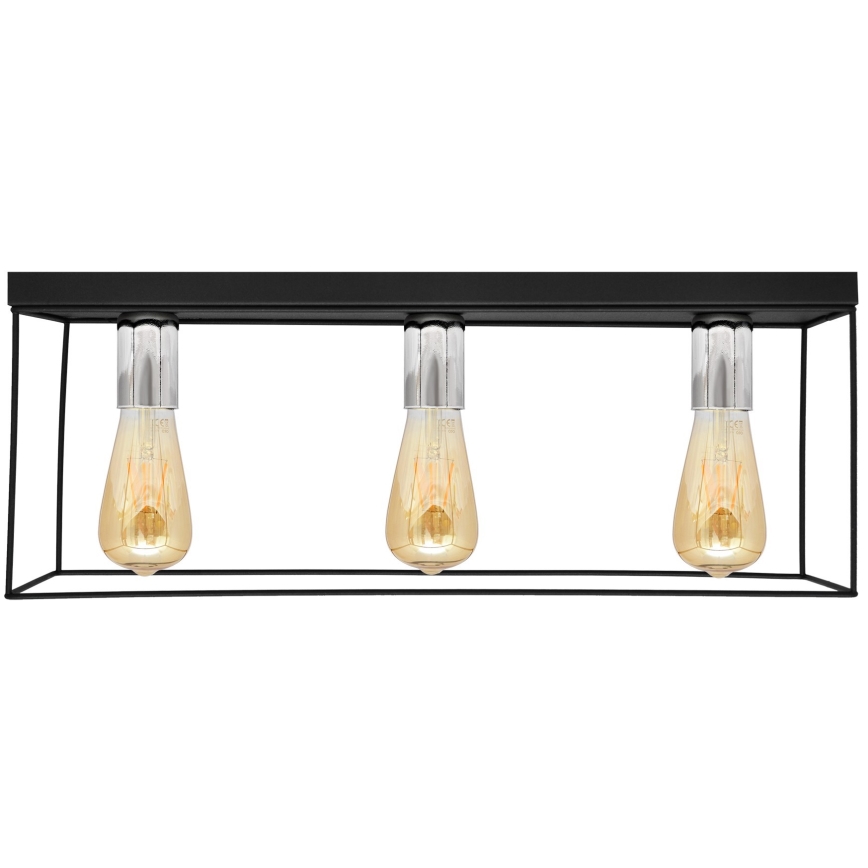 Φωτιστικό οροφής FINN 3xE27/15W/230V μαύρο/γυαλιστερό χρώμιο