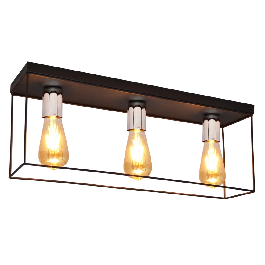Φωτιστικό οροφής FINN 3xE27/15W/230V μαύρο/γυαλιστερό χρώμιο