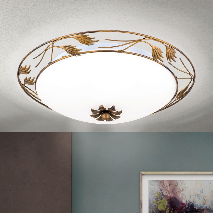 Φωτιστικό οροφής FLEUR 3xE27/60W/230V διάμετρος 50 cm μπρονζέ