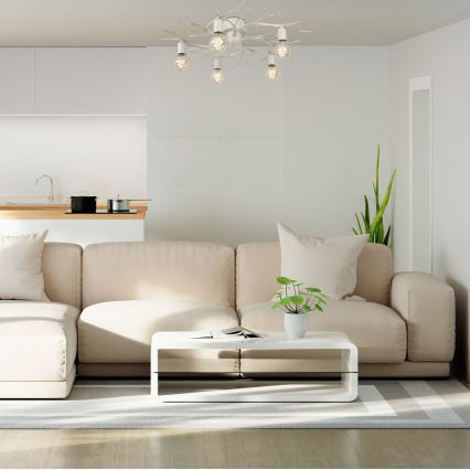 Φωτιστικό οροφής GARNISH 5xE27/15W/230V λευκό/πατίνα