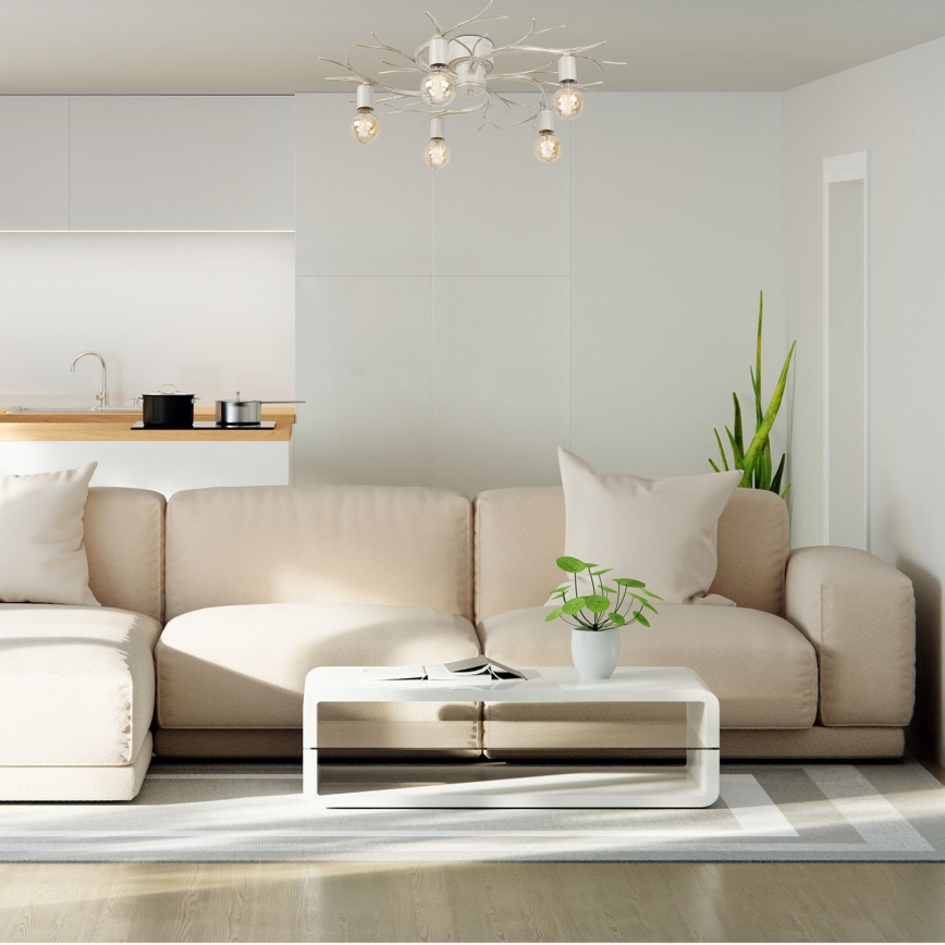 Φωτιστικό οροφής GARNISH 5xE27/15W/230V λευκό/πατίνα