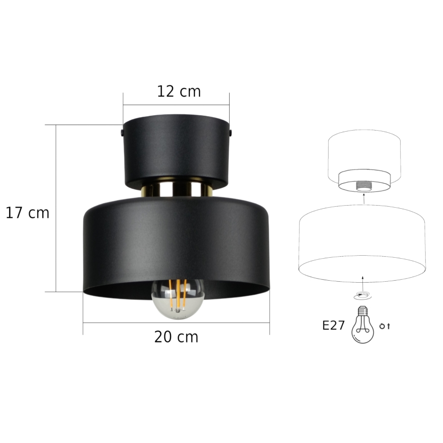 Φωτιστικό οροφής IGNIA 1xE27/60W/230V μαύρο