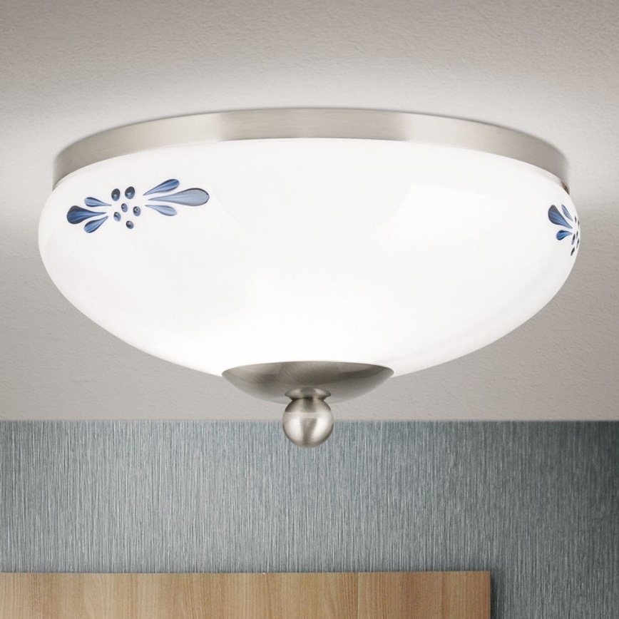 Φωτιστικό οροφής LANDHAUS 1xE27/60W/230V διάμετρος 21 cm ματ χρώμιο/λευκό