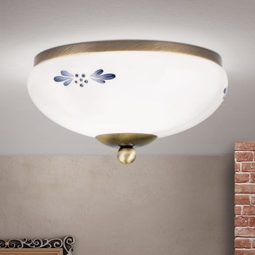 Φωτιστικό οροφής LANDHAUS 1xE27/60W/230V διάμετρος 21 cm μπρονζέ/λευκό