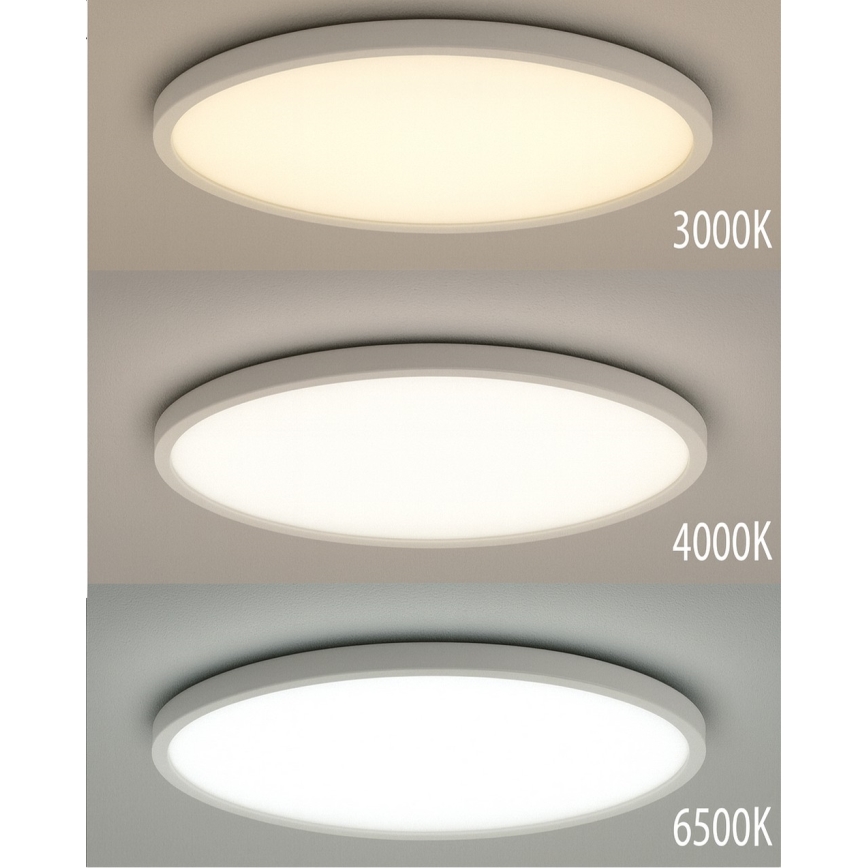 Φωτιστικό οροφής LED 24W 230V, επιλογή θερμοκρασίας χρώματος 3000/4000/6500K, διάμ. 30 εκ., λευκό