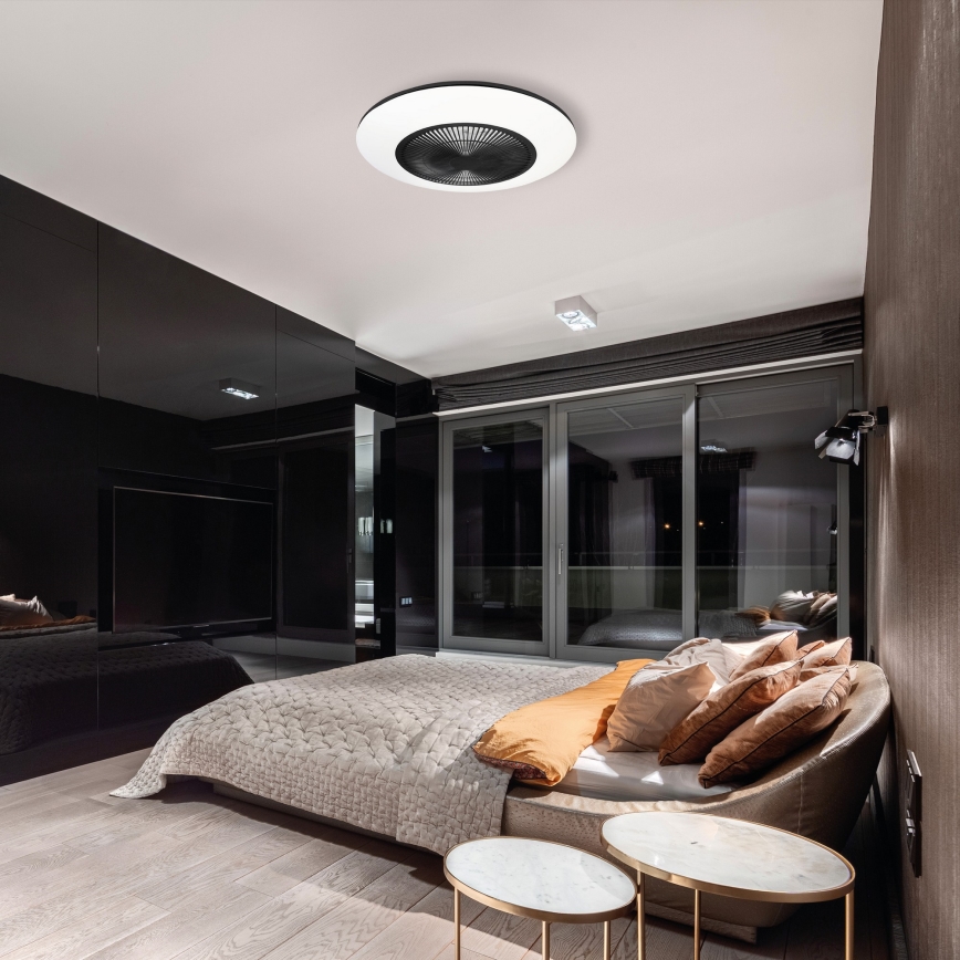 Φωτιστικό οροφής LED Dimmable με ανεμιστήρα ARIA LED/38W/230V μαύρο/λευκό + τηλεχειριστήριο
