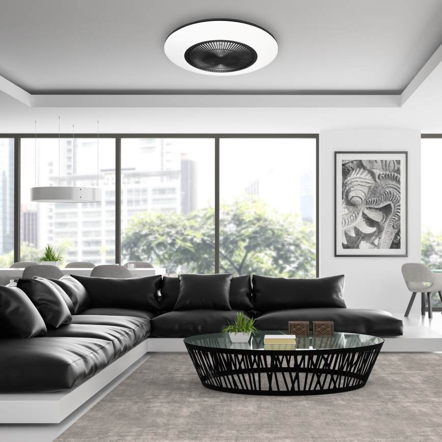 Φωτιστικό οροφής LED Dimmable με ανεμιστήρα ARIA LED/38W/230V μαύρο/λευκό + τηλεχειριστήριο