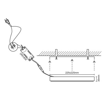 Φωτιστικό οροφής LED LED/18W/230V 4000K 22,5x22,5 cm