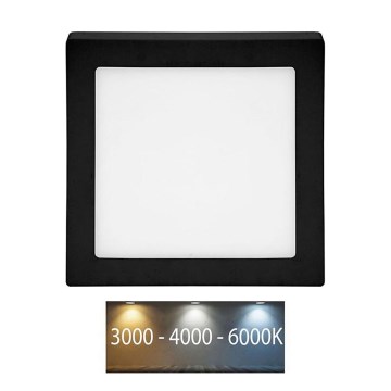 Φωτιστικό οροφής LED RAFA LED/12W/230V 3000/4000/6000K 17x17 cm μαύρο