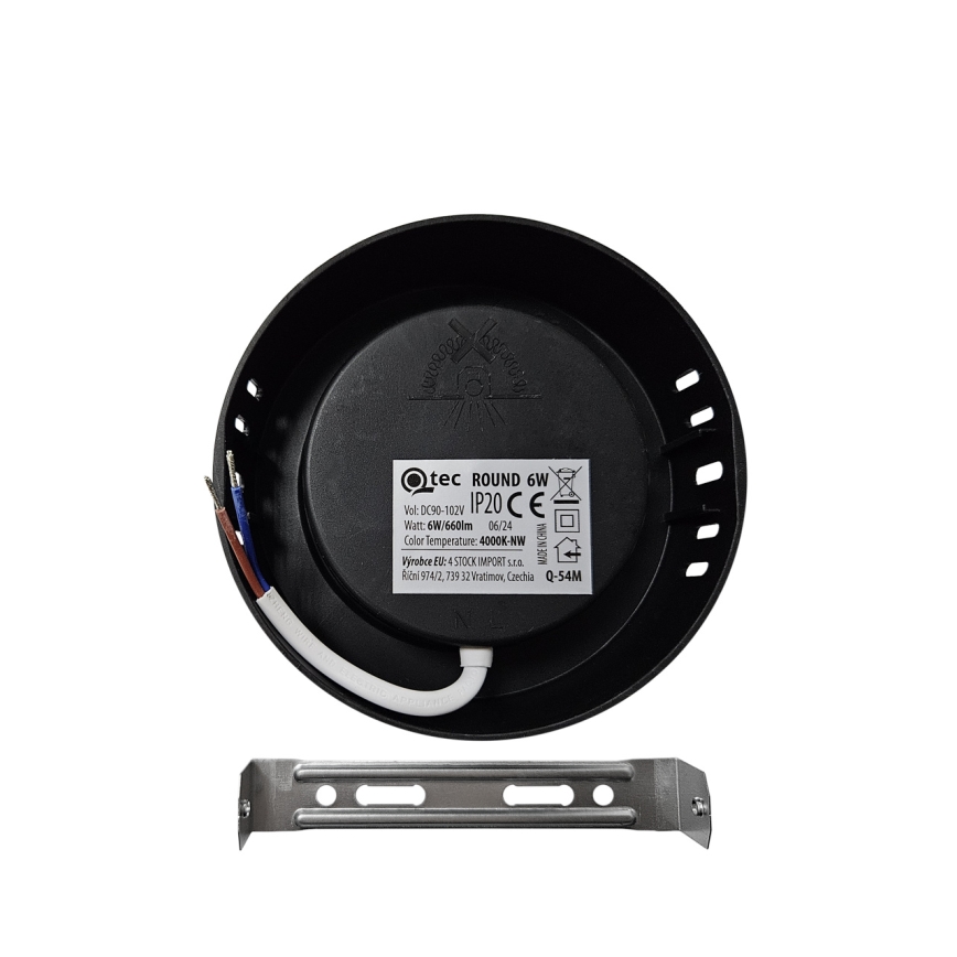 Φωτιστικό οροφής LED ROUND LED/6W/230V 4000K διάμετρος 12,1 cm μαύρο