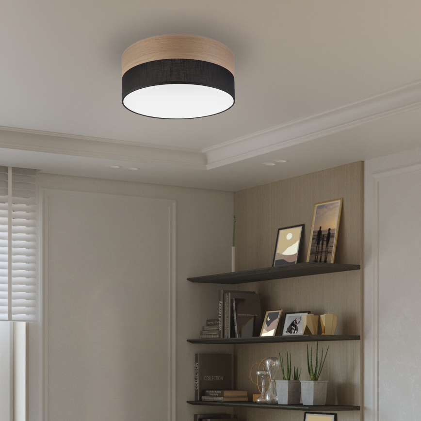 Φωτιστικό οροφής LED SIRJA WOOD LED/20W/230V διάμετρος 35 cm μαύρο/δρυς