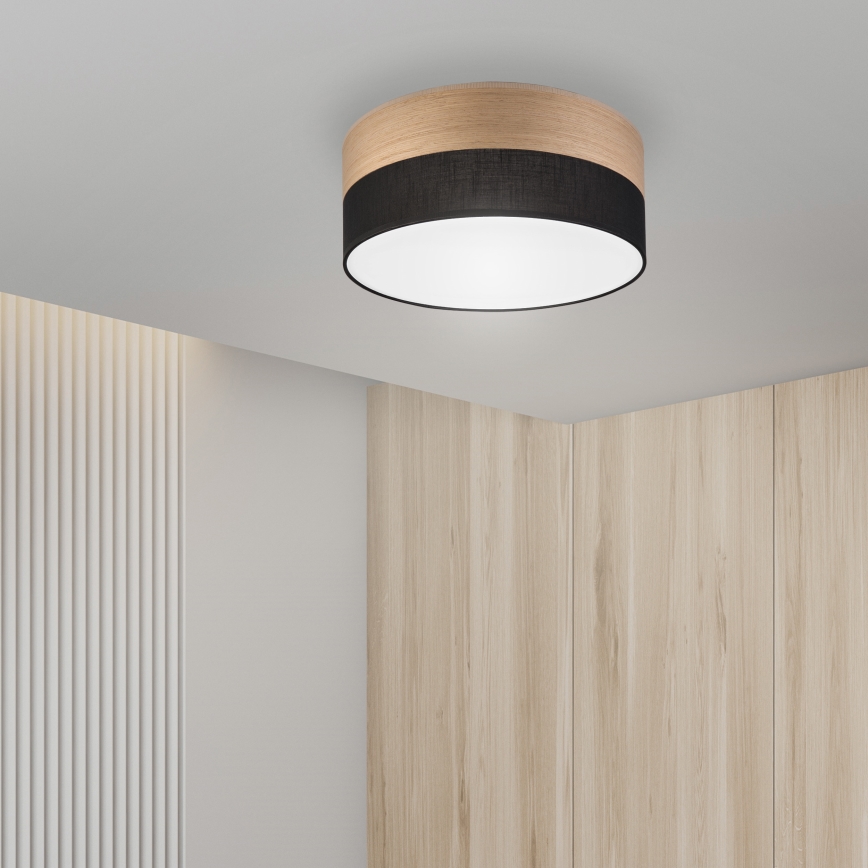 Φωτιστικό οροφής LED SIRJA WOOD LED/20W/230V διάμετρος 35 cm μαύρο/δρυς