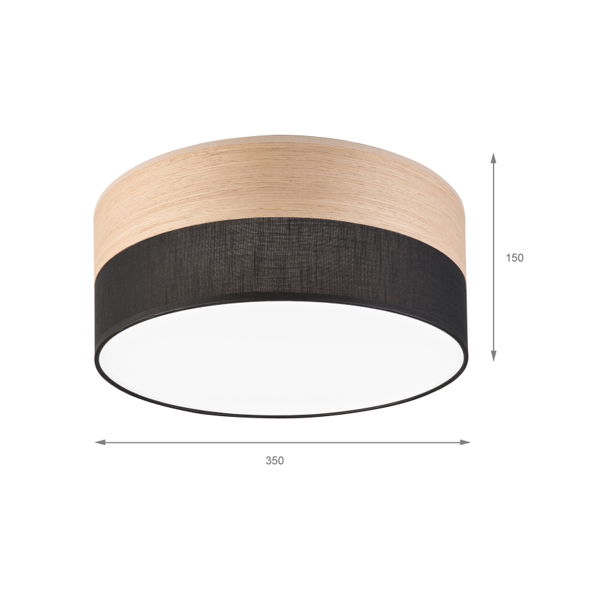 Φωτιστικό οροφής LED SIRJA WOOD LED/20W/230V διάμετρος 35 cm μαύρο/δρυς
