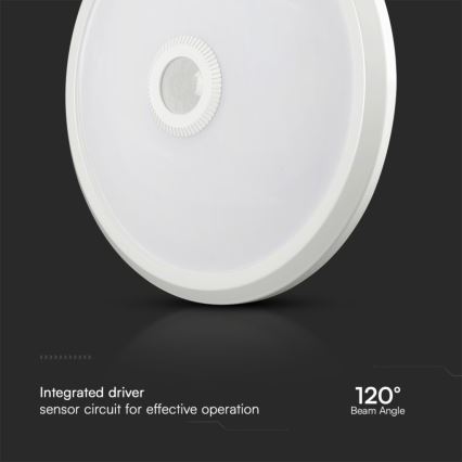 Φωτιστικό οροφής LED με αισθητήρα SAMSUNG CHIP LED/12W/230V 3000/4000/6000K διάμετρος 29 cm λευκό
